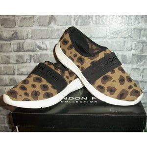 LONDON FOG Women's size 6.5M Leopard Print Knit Loafers Slip-On Sneakers *NIB*
